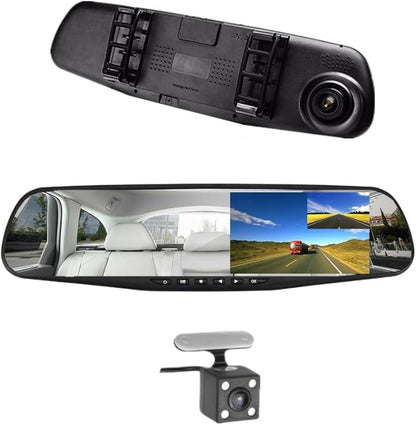 ESPEJO RETROVISOR UNIVERSAL CON 2 CAMARAS TRASERA Y DELANTERA