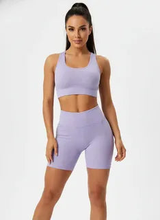SET DEPORTIVO CORTO TOP/ SHORT AM-414 MORADO CLARO