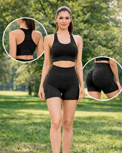 SET DEPORTIVO CORTO TOP/ SHORT AM-414 NEGRO
